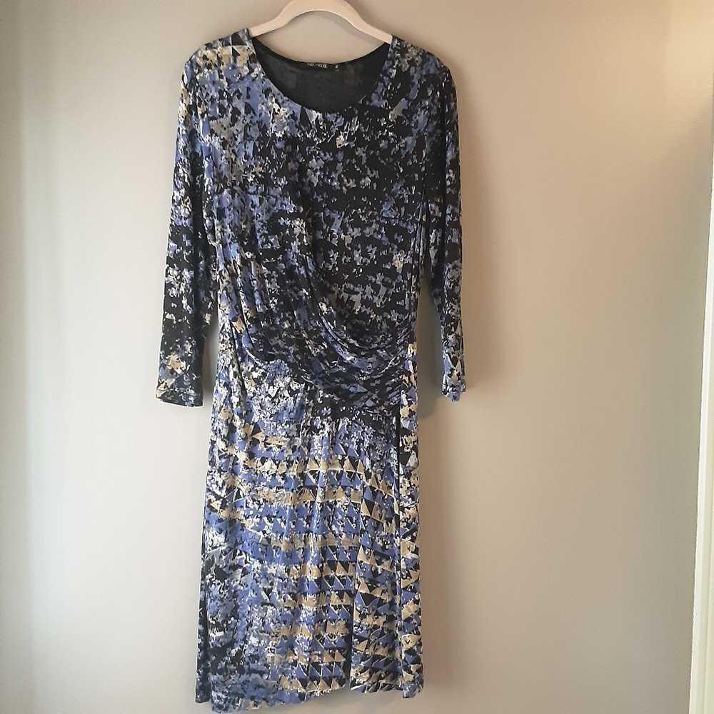 NIC & ZOE Fundamental Drape Sheath Dress, Soft Flowy Stretch Jersey Fabric | M